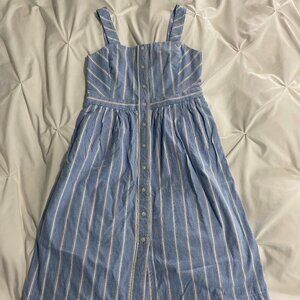DRAPER JAMES BLUE STRIPED BUTTON FRONT DRESS NWOT SZE 4